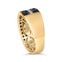 Load image into Gallery viewer, Men's 14K Yellow Gold Plated .925 Sterling Silver 1.00 Cttw White and Black Diamond Cluster Ring
