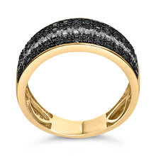 Load image into Gallery viewer, Men's 14K Yellow Gold Plated .925 Sterling Silver 1.00 Cttw White and Black Diamond Cluster Ring
