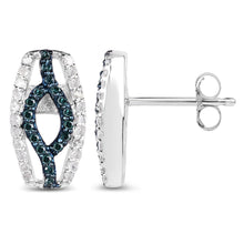 Load image into Gallery viewer, 0.42 Carat Genuine Blue Diamond &amp; White Diamond .925 Sterling Silver Earrings
