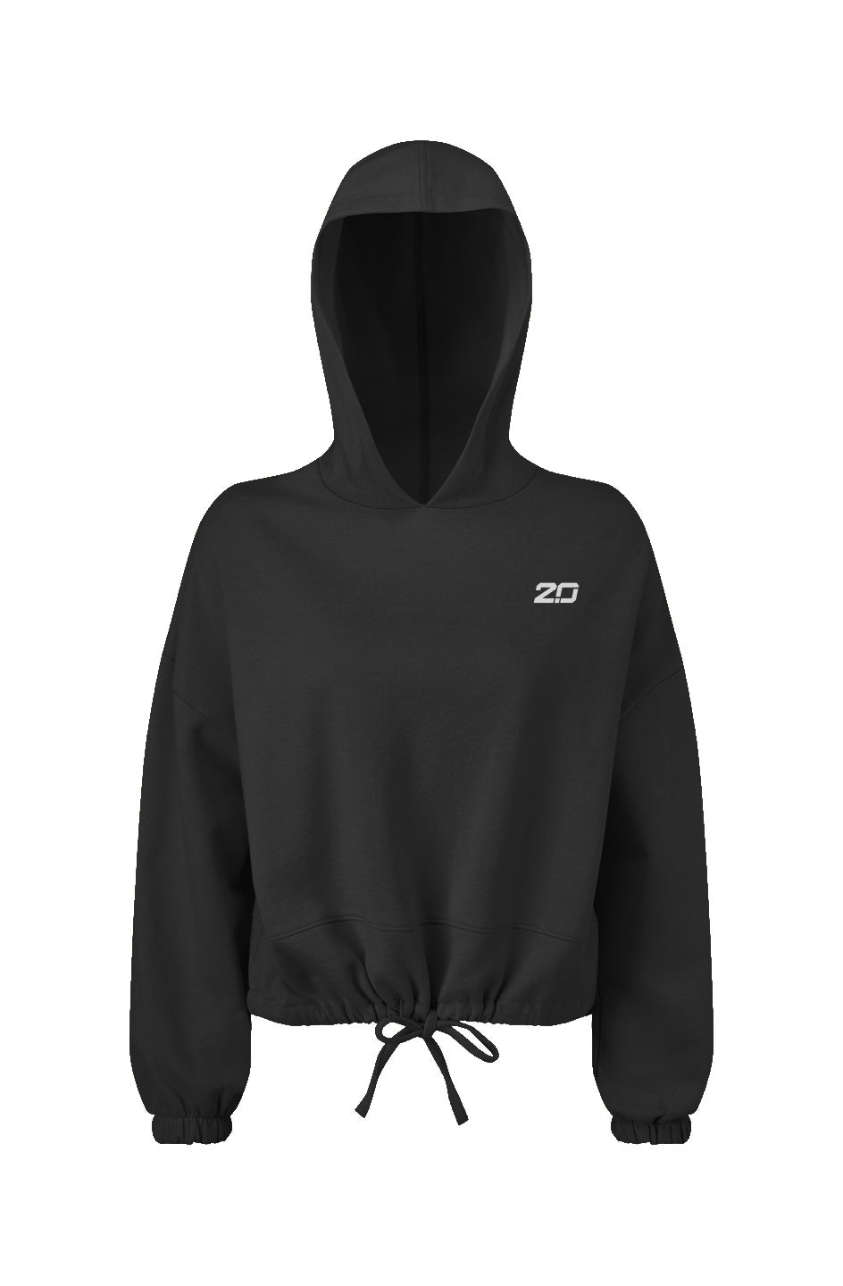 Cropped Oversize Hooded Sweatshirt (Black)