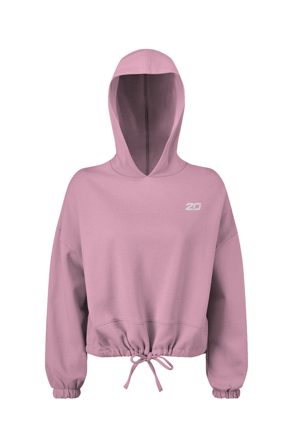 Cropped Oversize Hooded Sweatshirt (Light Pink)