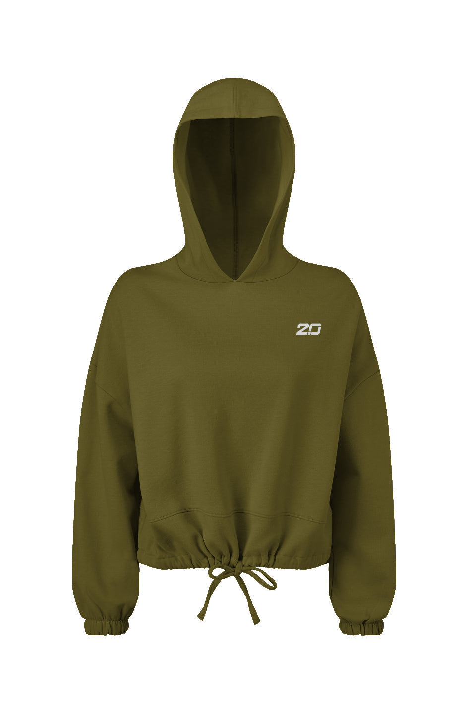 Cropped Oversize Hooded Sweatshirt (Olive)
