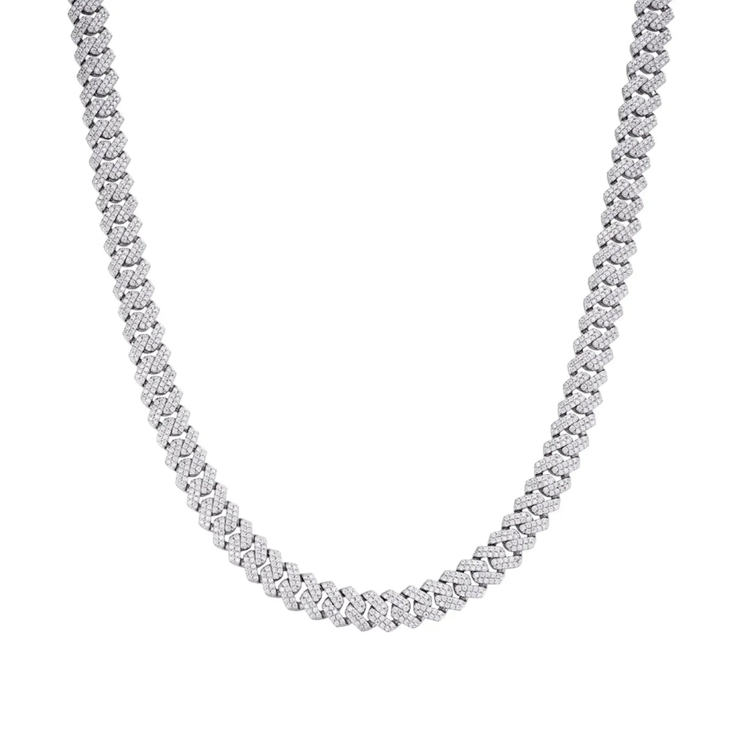 925 Silver 8mm Moissanite Miami Cuban Link Necklace – 18