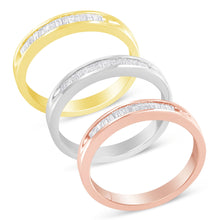 Load image into Gallery viewer, 10K Yellow, White and Rose Gold over .925 Sterling Silver 5/8 Cttw Diamond Channel-Set Stackable Band Ring Set (H-I Color, I1-I2 Clarity) - Size 6 3/4
