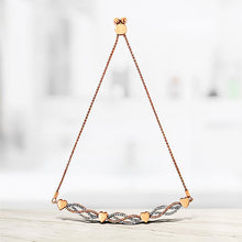 Load image into Gallery viewer, 14K Rose Gold Plated .925 Sterling Silver Diamond Accent Layered Infinity Link and Heart Adjustable 4â€-10â€ Adjustable Bolo Bracelet (I-J Color, I3 Clarity)
