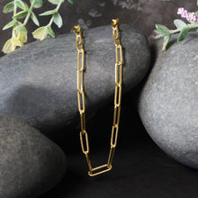 Load image into Gallery viewer, 14k Yellow Gold Textured Paperclip Chain (3.5mm)
