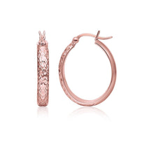 Load image into Gallery viewer, 14k Rose Gold Hammered Oval Hoop Earrings

