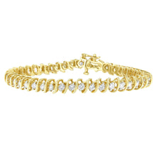 Load image into Gallery viewer, 14K Yellow Gold Round Cut Diamond Spiral Link Bracelet (3.00 cttw, H-I Color, SI2-I1 Clarity)

