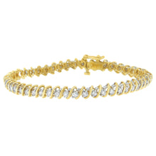 Load image into Gallery viewer, 18K Yellow Gold Round Cut Diamond Spiral Link Bracelet (2.00 cttw, I-J Color, I1-I2 Clarity)
