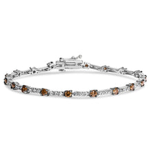 Load image into Gallery viewer, 14k White Gold 2 1/4 Cttw Champagne Diamond Bar Link 7" Bracelet (Champagne Color, I1-I2 Clarity)
