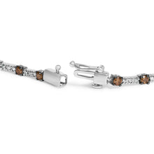 Load image into Gallery viewer, 14k White Gold 2 1/4 Cttw Champagne Diamond Bar Link 7" Bracelet (Champagne Color, I1-I2 Clarity)
