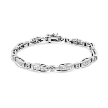 Load image into Gallery viewer, 14K White Gold 2.0 Cttw Princess and Round Diamond Bar and Link Bracelet (I-J Color, I1-I2 Clarity) - 7.25" Inches

