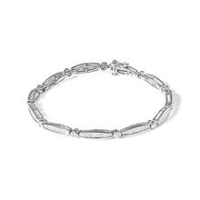 Load image into Gallery viewer, 14K White Gold 1-1/2 Cttw Round Brilliant-Cut &amp; Baguette Cut Diamond Bezel and Tapered Link 7" Tennis Bracelet (H-I Color, I1-I2 Clarity)
