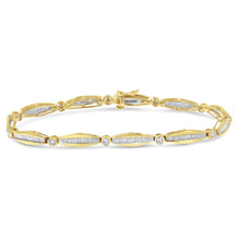 Load image into Gallery viewer, 14K White Gold 1-1/2 Cttw Round Brilliant-Cut &amp; Baguette Cut Diamond Bezel and Tapered Link 7" Tennis Bracelet (H-I Color, I1-I2 Clarity)

