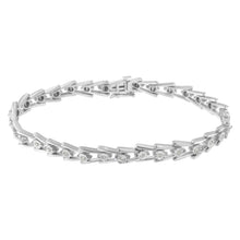Load image into Gallery viewer, .925 Sterling Silver 1/4 cttw Miracle Set Diamond Sleek and Open "V"Bracelet (I-J Color, I3 Clarity) -7.5"
