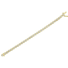 Load image into Gallery viewer, 14K Yellow Gold Plated .925 Sterling Silver 1/10 Cttw Diamond Open Circle Beaded Wheel Link Tennis Bracelet (I-J Color, I3 Clarity) - 7.25"
