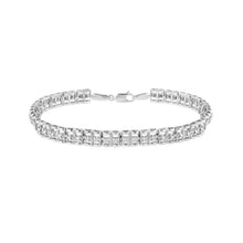 Load image into Gallery viewer, .925 Sterling Silver 1/10 Cttw Diamond Double-Link 7" Rolex Tennis Bracelet (I-J Color, I3 Clarity)
