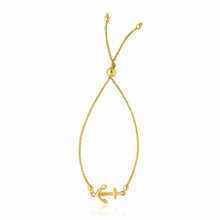 Load image into Gallery viewer, 14k Yellow Gold Anchor Design Adjustable Lariat Bracelet

