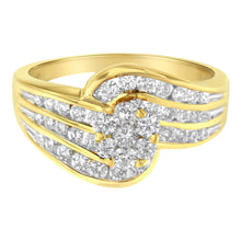 Load image into Gallery viewer, 14K Yellow Gold Diamond Cocktail Bypass Ring (1 1/2 Cttw, H-I Color, SI2-I1 Clarity) - Size 7
