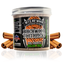 Load image into Gallery viewer, BiteMyWood Flavored Birchwood Toothpicks in Plastic Jars - Available in 2 Sizes

