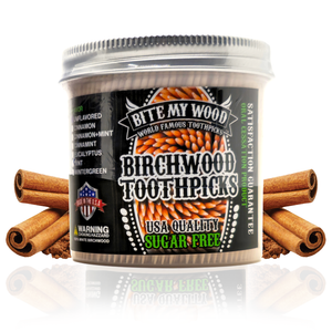 BiteMyWood Flavored Birchwood Toothpicks in Plastic Jars - Available in 2 Sizes