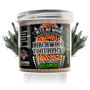 BiteMyWood Flavored Birchwood Toothpicks in Plastic Jars - Available in 2 Sizes