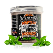 Load image into Gallery viewer, BiteMyWood Flavored Birchwood Toothpicks in Plastic Jars - Available in 2 Sizes
