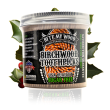 Load image into Gallery viewer, BiteMyWood Flavored Birchwood Toothpicks in Plastic Jars - Available in 2 Sizes

