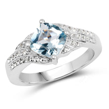Load image into Gallery viewer, 2.06 Carat Genuine Blue Topaz and White Topaz .925 Sterling Silver Ring
