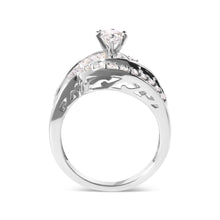 Load image into Gallery viewer, 14K White Gold 1.00 Cttw Round and Baguette cut Diamond Swirl Cocktail Ring (H-I Color, SI2-I1 Clarity) - Ring Size 7
