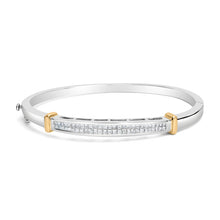 Load image into Gallery viewer, 14K Two-Toned Gold Princess Cut Diamond Fashion Bangle (1 cttw, H-I Color, SI1-SI2 Clarity)
