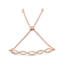 Load image into Gallery viewer, 14K Rose Gold Plated .925 Sterling Silver 1/10 cttw Diamond Infinity Twist 4â€-10â€ Adjustable Bolo Bracelet (I-J Color, I2-I3 Clarity)
