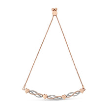 Load image into Gallery viewer, 14K Rose Gold Plated .925 Sterling Silver Diamond Accent Layered Infinity Link and Heart Adjustable 4â€-10â€ Adjustable Bolo Bracelet (I-J Color, I3 Clarity)
