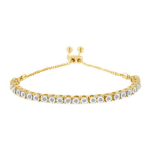 Load image into Gallery viewer, 10K Yellow Gold over .925 Sterling Silver 1/4 Cttw Miracle-Set Diamond 4â€-10â€ Adjustable Bolo Tennis Bracelet (I-J Color, I3 Clarity)
