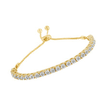 Load image into Gallery viewer, 10K Yellow Gold over .925 Sterling Silver 1/4 Cttw Miracle-Set Diamond 4â€-10â€ Adjustable Bolo Tennis Bracelet (I-J Color, I3 Clarity)

