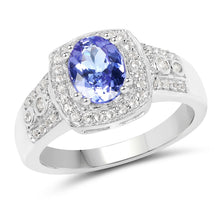 Load image into Gallery viewer, 1.42 Carat Genuine Tanzanite &amp; White Topaz .925 Sterling Silver Ring

