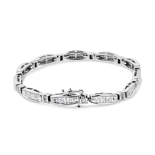 Load image into Gallery viewer, 14K White Gold 2.0 Cttw Princess and Round Diamond Bar and Link Bracelet (I-J Color, I1-I2 Clarity) - 7.25" Inches
