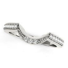 Load image into Gallery viewer, 14k White Gold Round Diamond Curved Antique Wedding Band (1/4 cttw)
