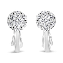 Load image into Gallery viewer, 14K White Gold 3/4 Cttw Diamond Floral Cluster Drop and Dangle Stud Earrings (H-I Color, I1-I2 Clarity)
