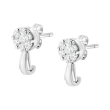 Load image into Gallery viewer, 14K White Gold 3/4 Cttw Diamond Floral Cluster Drop and Dangle Stud Earrings (H-I Color, I1-I2 Clarity)
