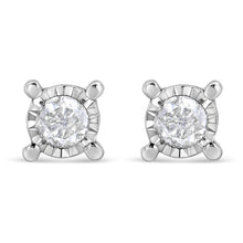 Load image into Gallery viewer, .925 Sterling Silver 1.0 Cttw Round Brilliant-Cut Diamond Miracle-Set Solitaire Stud Earrings (H-I Color, I2-I3 Clarity)
