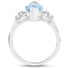 Load image into Gallery viewer, 3.78 Carat Genuine Swiss Blue Topaz and White Topaz .925 Sterling Silver Ring
