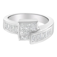 Load image into Gallery viewer, 14K White Gold Princess and Baguette-cut Diamond Ring (1 1/3 Cttw, G-H Color, SI2-I1 Clarity) - Size 6-3/4
