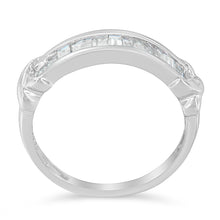 Load image into Gallery viewer, .925 Sterling Silver 1/2 Cttw Baguette Cut Diamond Channel Set X-Station Wedding Ring (H-I Color, I1-I2 Clarity) - Size 6-1/2
