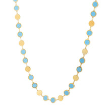 Load image into Gallery viewer, 14k Yellow Gold Turquoise Geometric Mirror Gem Chain Necklace (5.00 mm)
