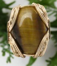 Load image into Gallery viewer, 14 kt Gold Tiger's Eye Custom Wire Wrapped Ring
