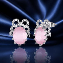 Load image into Gallery viewer, 925 Sterling Silver White Gold Plated Earrings with Transparent Glass, 1.6x1.2cm for Women
