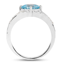 Load image into Gallery viewer, 2.06 Carat Genuine Blue Topaz and White Topaz .925 Sterling Silver Ring
