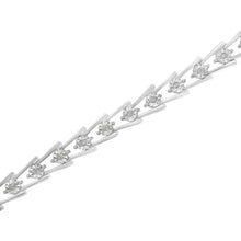 Load image into Gallery viewer, .925 Sterling Silver 1/4 cttw Miracle Set Diamond Sleek and Open "V"Bracelet (I-J Color, I3 Clarity) -7.5"
