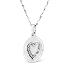 Load image into Gallery viewer, .925 Sterling Silver Prong-Set Diamond Accent Heart Emblemed 18" Pendant Necklace (I-J Color, I1-I2 Clarity)
